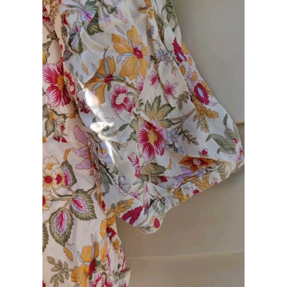 Marina Luna Womans Top Blouse Fall Floral Size Small S Thin Cream Yellow Autumn - Picture 5 of 10